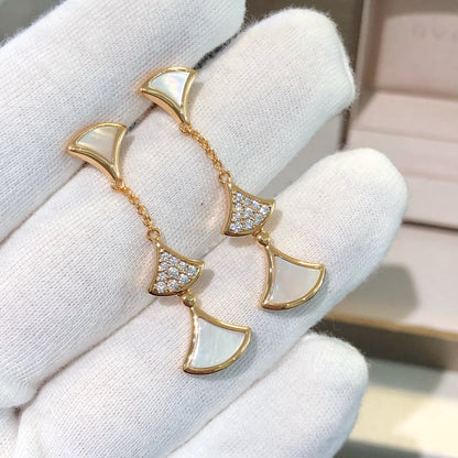 [Vintora]DREAM EARRINGS 3 MOTIFS DIAMOND MOP PINK GOLD