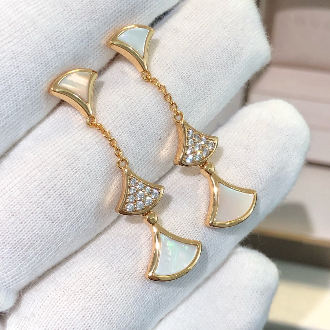 [Vintora]DREAM EARRINGS 3 MOTIFS DIAMOND MOP PINK GOLD