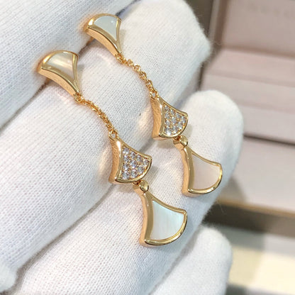 [Vintora]DREAM EARRINGS 3 MOTIFS DIAMOND MOP PINK GOLD