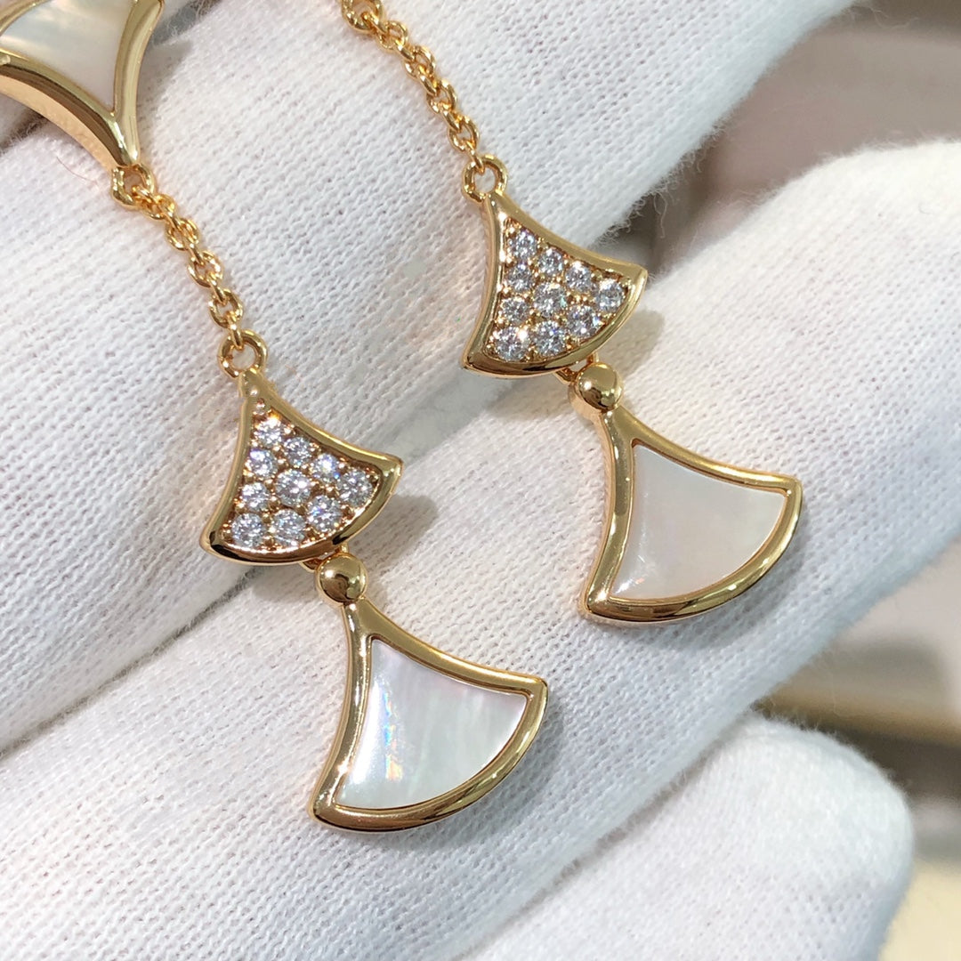 [Vintora]DREAM EARRINGS 3 MOTIFS DIAMOND MOP PINK GOLD