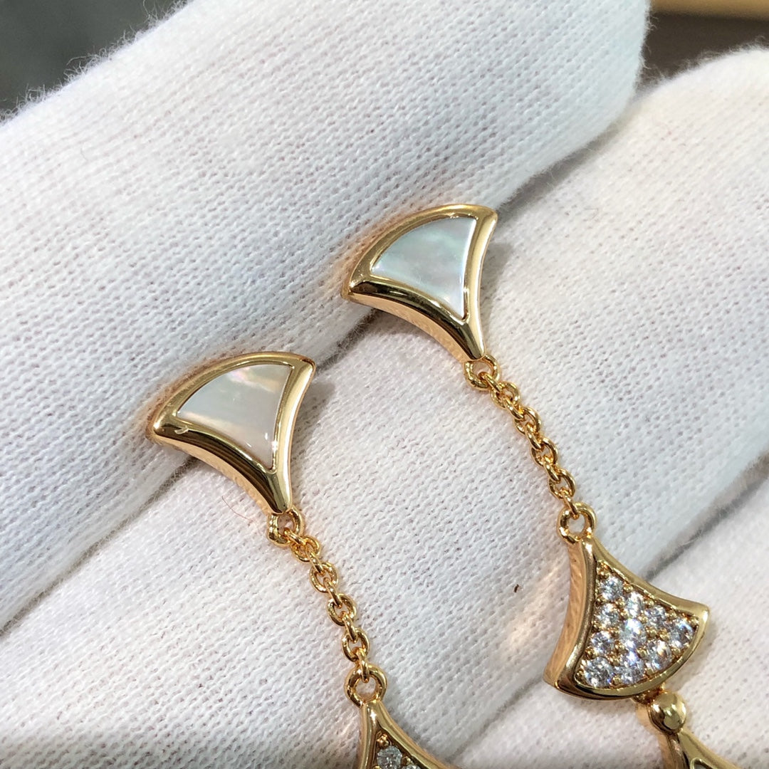 [Vintora]DREAM EARRINGS 3 MOTIFS DIAMOND MOP PINK GOLD