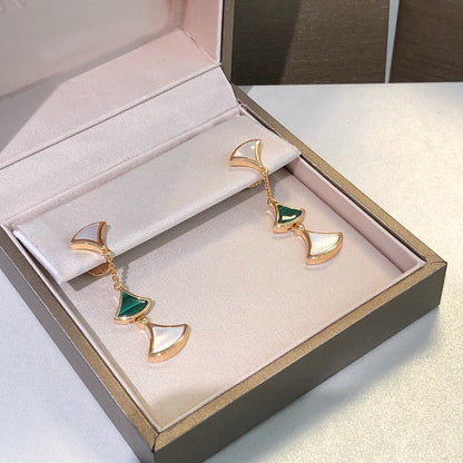 [Vintora]DREAM EARRINGS 3 MOTIFS MALACHITE MOP PINK GOLD