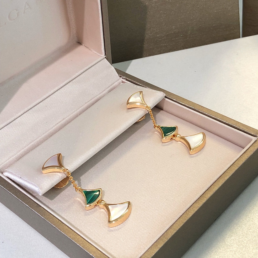 [Vintora]DREAM EARRINGS 3 MOTIFS MALACHITE MOP PINK GOLD