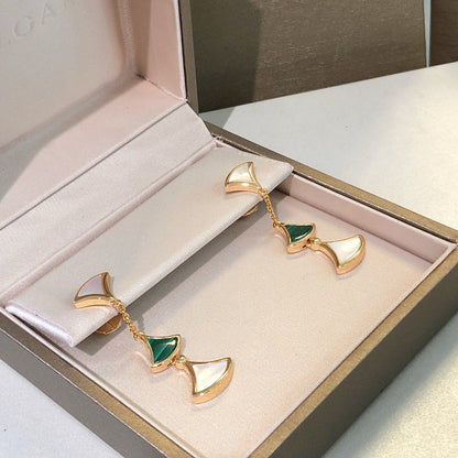 [Vintora]DREAM EARRINGS 3 MOTIFS MALACHITE MOP PINK GOLD