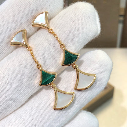 [Vintora]DREAM EARRINGS 3 MOTIFS MALACHITE MOP PINK GOLD