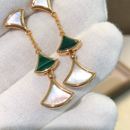 [Vintora]DREAM EARRINGS 3 MOTIFS MALACHITE MOP PINK GOLD