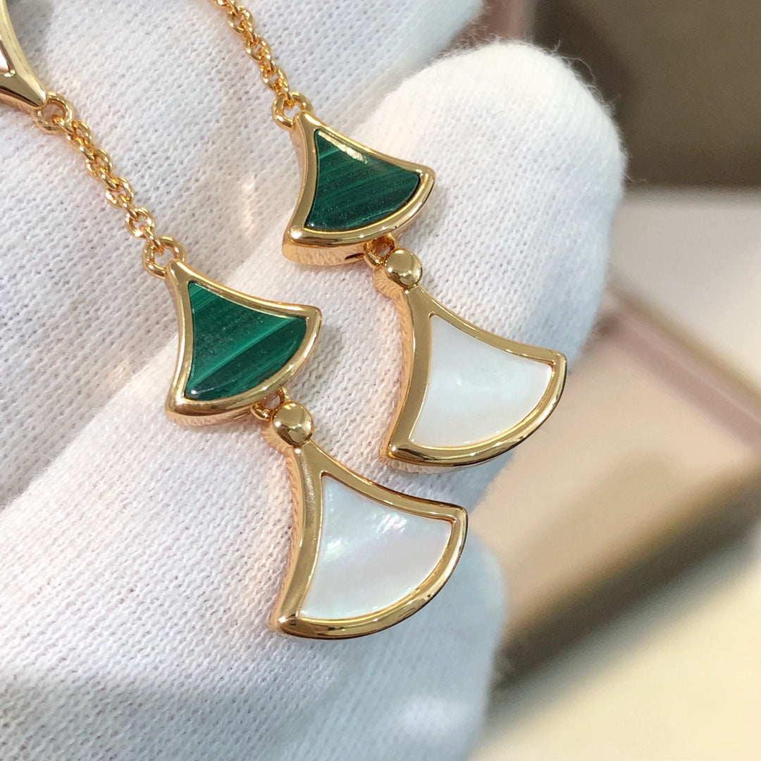[Vintora]DREAM EARRINGS 3 MOTIFS MALACHITE MOP PINK GOLD