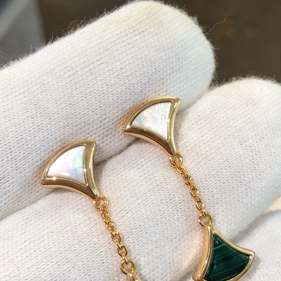 [Vintora]DREAM EARRINGS 3 MOTIFS MALACHITE MOP PINK GOLD