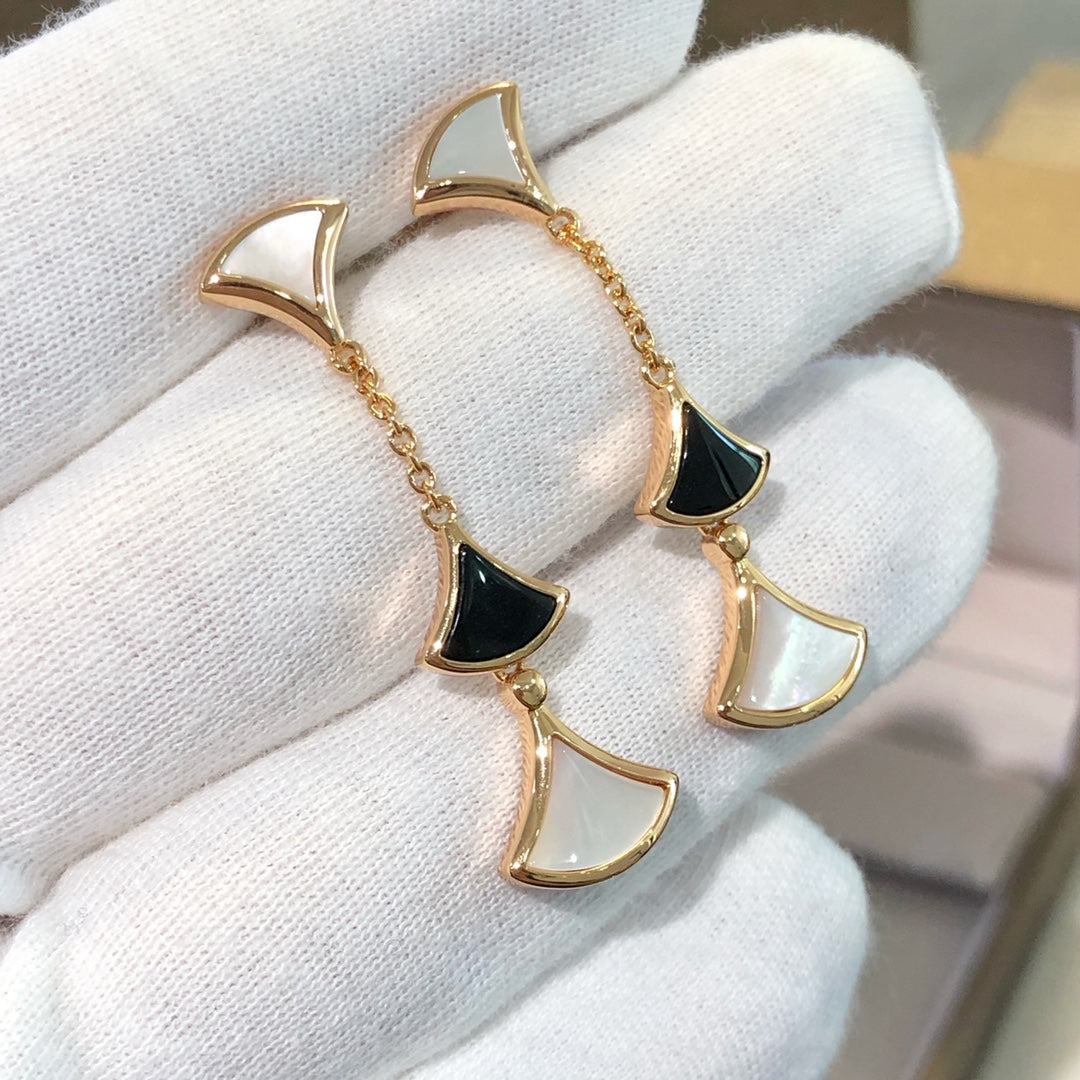 [Vintora]DREAM EARRINGS 3 MOTIFS ONYX MOP PINK GOLD