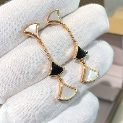 [Vintora]DREAM EARRINGS 3 MOTIFS ONYX MOP PINK GOLD