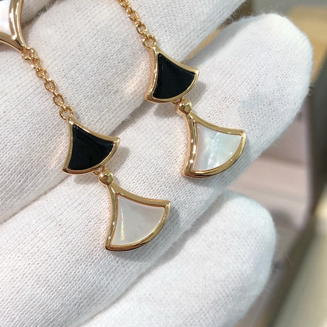 [Vintora]DREAM EARRINGS 3 MOTIFS ONYX MOP PINK GOLD