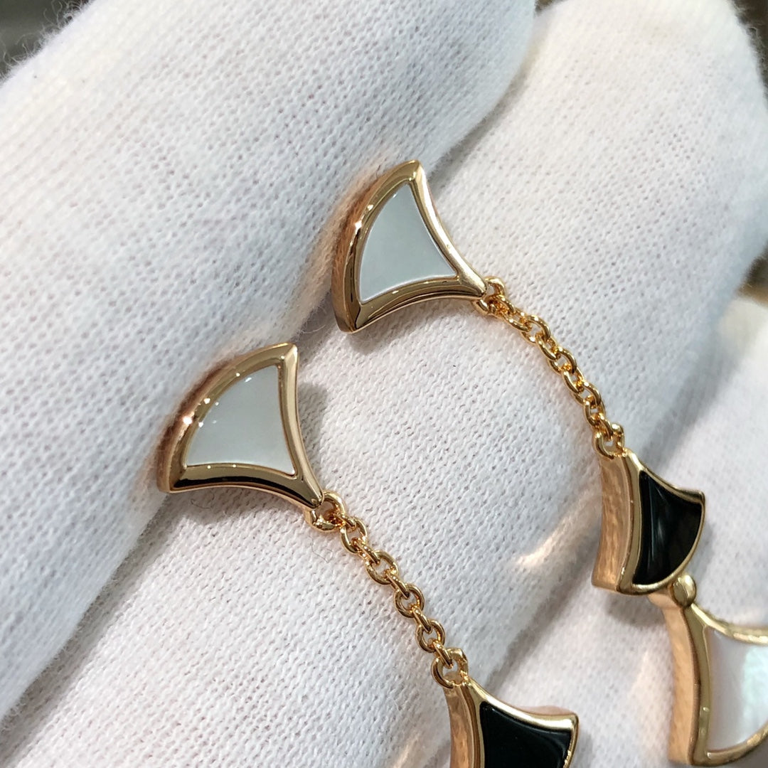 [Vintora]DREAM EARRINGS 3 MOTIFS ONYX MOP PINK GOLD