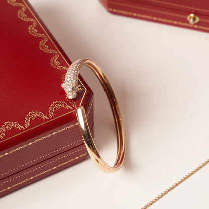 [Vintora]PANTHERE ROSE GOLD DIAMOND OPEN BRACELET
