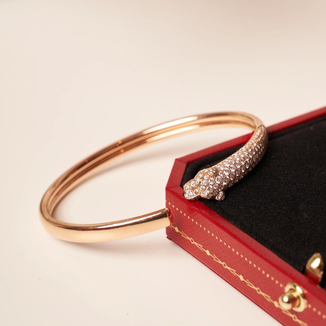 [Vintora]PANTHERE ROSE GOLD DIAMOND OPEN BRACELET