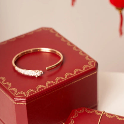 [Vintora]PANTHERE ROSE GOLD DIAMOND OPEN BRACELET