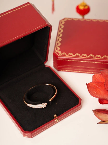 [Vintora]PANTHERE ROSE GOLD DIAMOND OPEN BRACELET