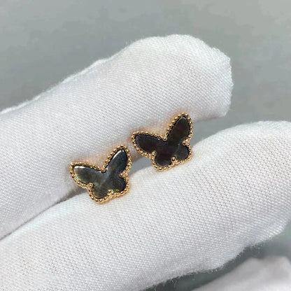 [Vintora]BOUCLES D'OREILLES PAPILLON NACRE NOIRE