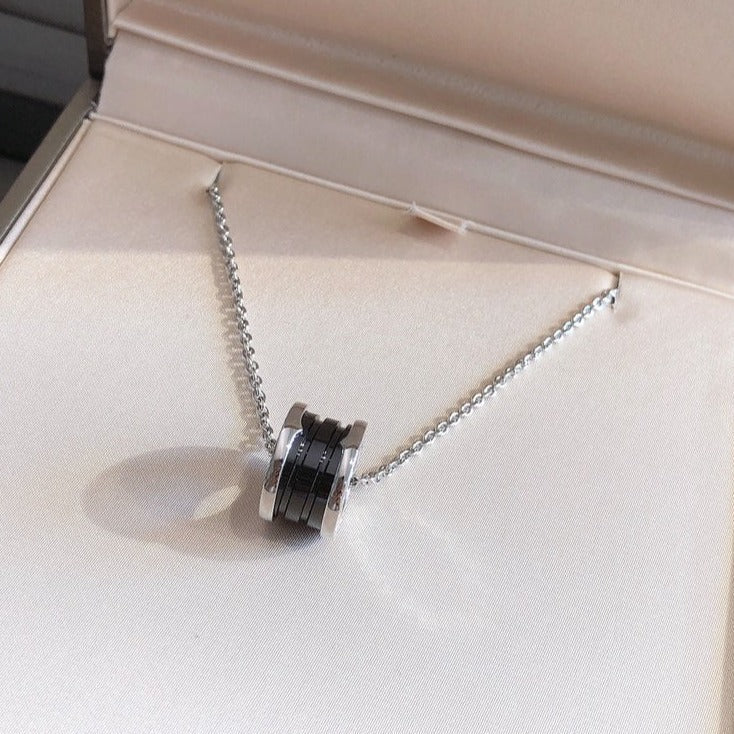 [Vintora]ZERO 1 BLACK CERAMIC SILVER NECKLACE
