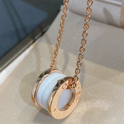 [Vintora]ZERO 1 WHITE CERAMIC PINK GOLD NECKLACE