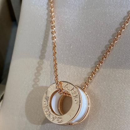 [Vintora]ZERO 1 WHITE CERAMIC PINK GOLD NECKLACE