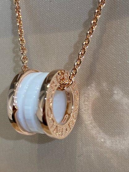 [Vintora]ZERO 1 WHITE CERAMIC PINK GOLD NECKLACE