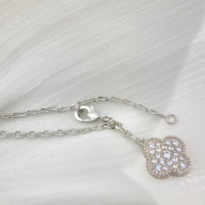 [Vintora]COLLIER TRÈFLE 5 MOTIFS ARGENT DIAMANTS