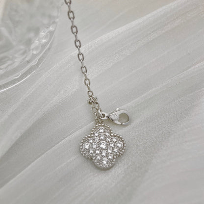 [Vintora]COLLIER TRÈFLE 5 MOTIFS ARGENT DIAMANTS