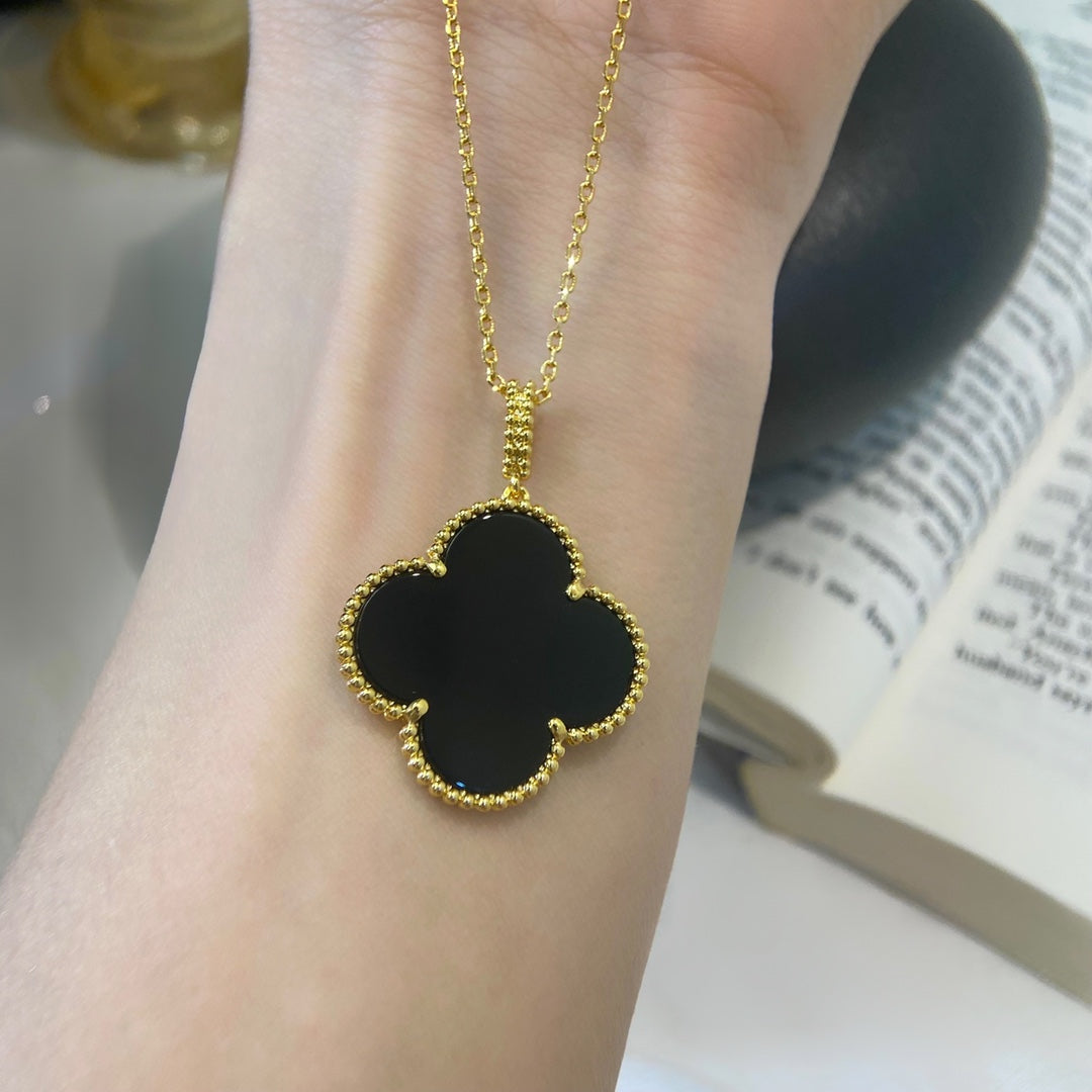 [Vintora]COLLIER TRÈFLE 25MM OR ONYX