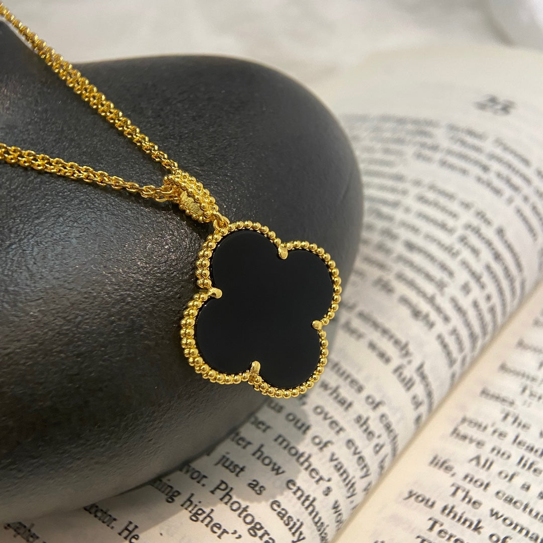 [Vintora]COLLIER TRÈFLE 25MM OR ONYX