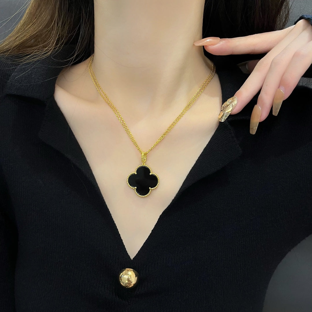[Vintora]COLLIER TRÈFLE 25MM OR ONYX