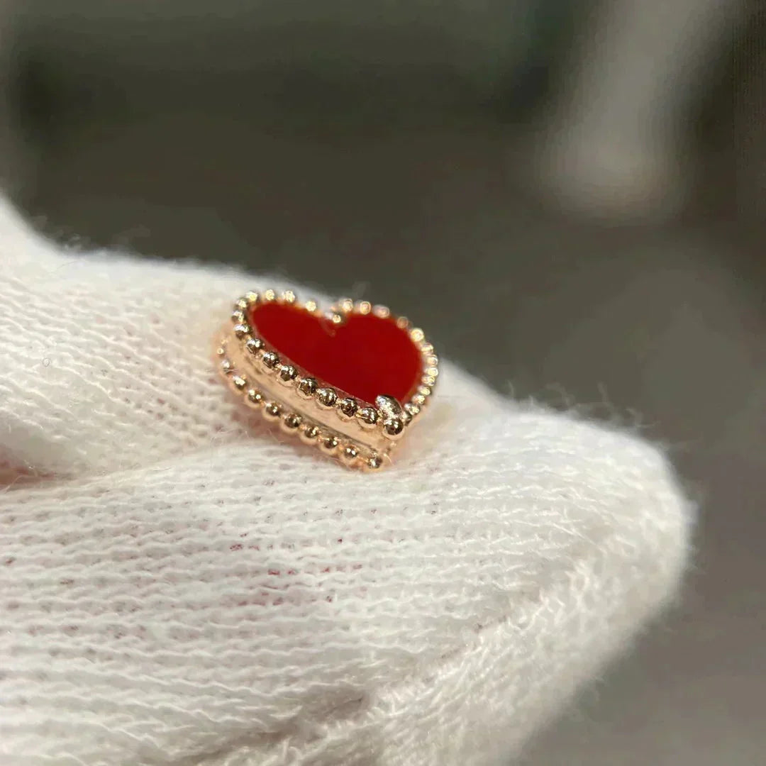 [Vintora]HEART CARNELIAN STUD EARRINGS