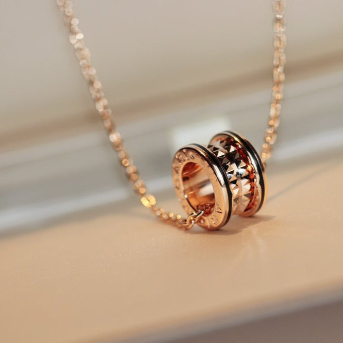 [Vintora]ZERO 1 ROCK PEDANT PINK GOLD BLACK NECKLACE
