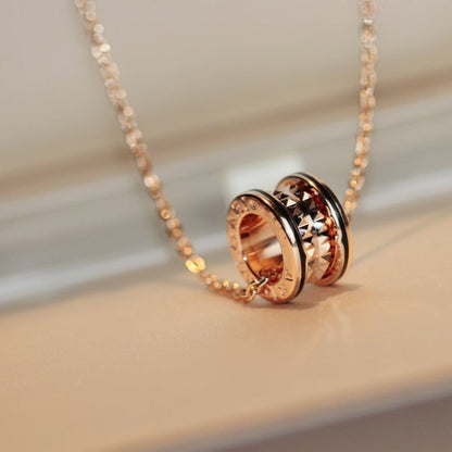 [Vintora]ZERO 1 ROCK PEDANT PINK GOLD BLACK NECKLACE