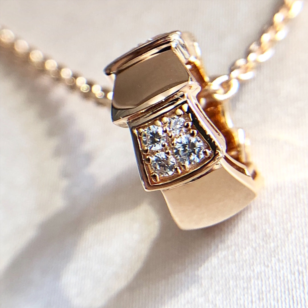 [Vintora]SERPENTI PEDANT DIAMOND PINK GOLD NECKLACE