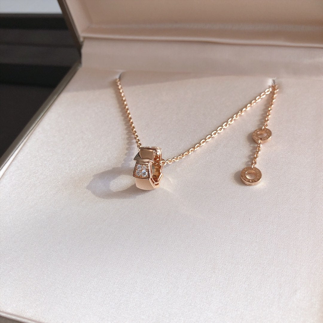 [Vintora]SERPENTI PEDANT DIAMOND PINK GOLD NECKLACE