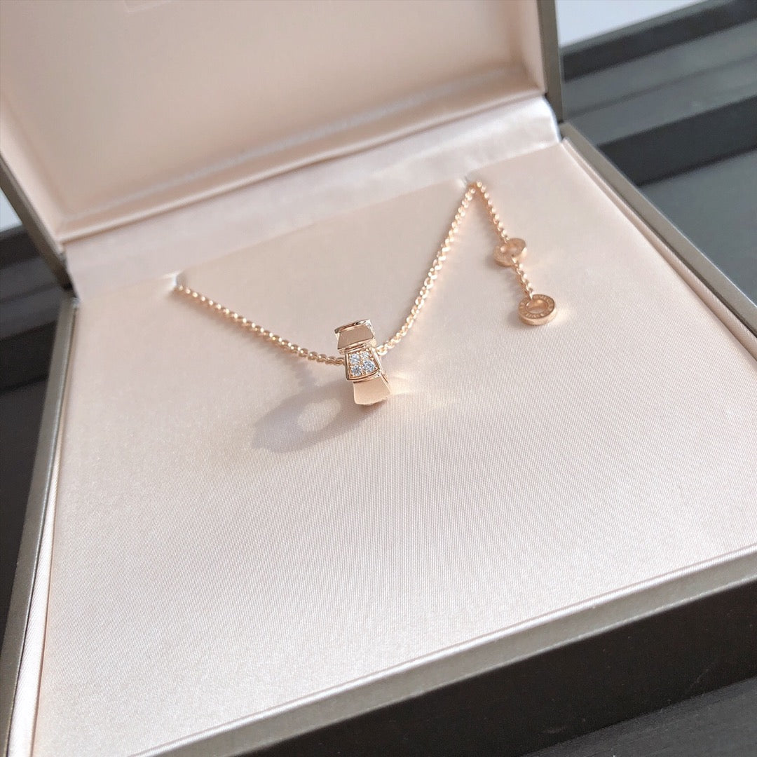 [Vintora]SERPENTI PEDANT DIAMOND PINK GOLD NECKLACE