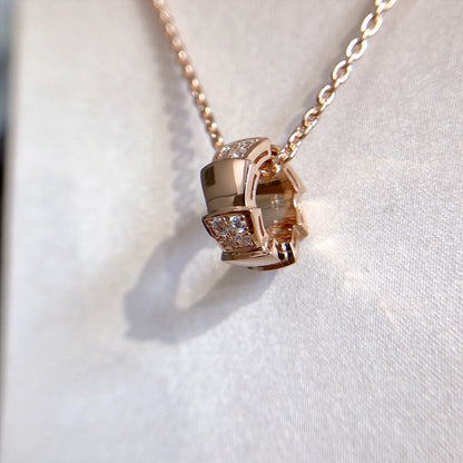 [Vintora]SERPENTI PEDANT DIAMOND PINK GOLD NECKLACE
