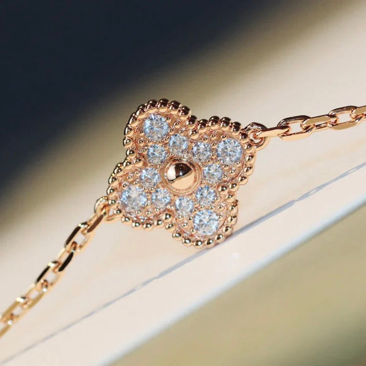 [Vintora]CLOVER 20 MOTIFS DARK MOP DIAMOND  NECKLACE