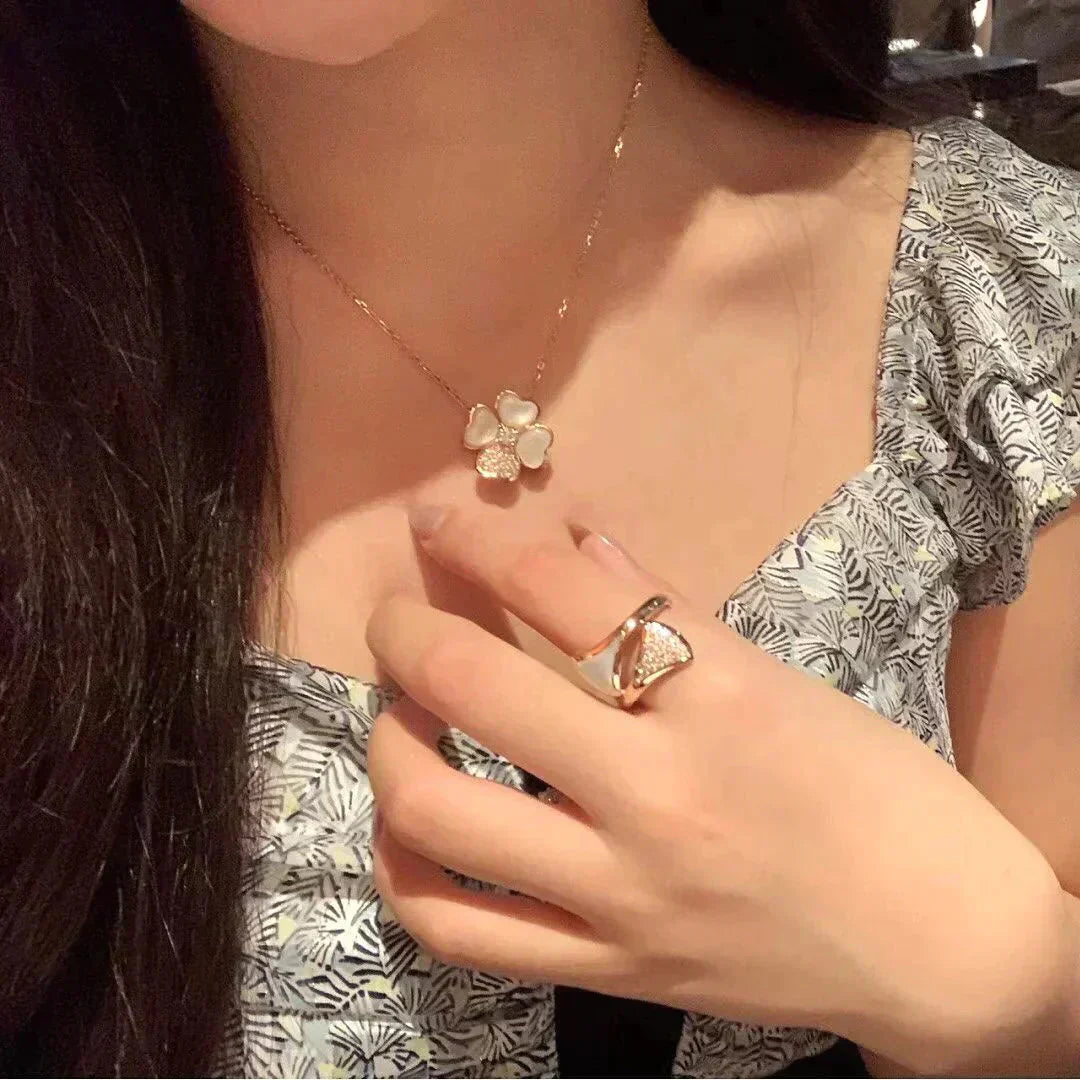 [Vintora]COLLIER TRÈFLE MOP DIAMOND OR ROSE