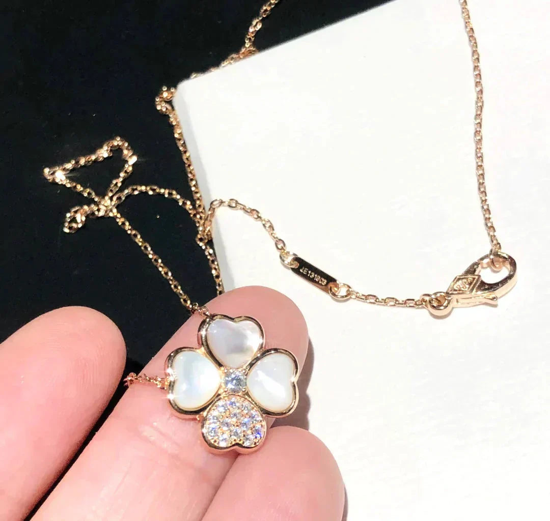 [Vintora]COLLIER TRÈFLE MOP DIAMOND OR ROSE