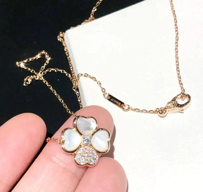 [Vintora]COLLIER TRÈFLE MOP DIAMOND OR ROSE