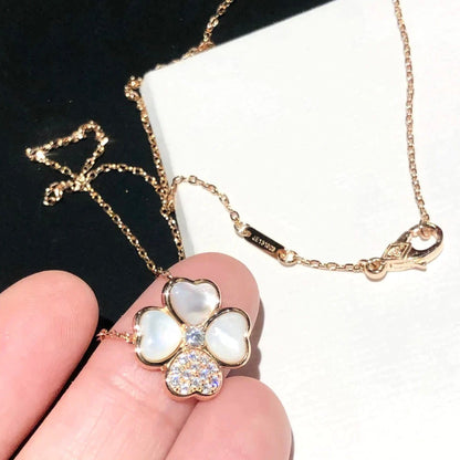 [Vintora]COLLIER TRÈFLE MOP DIAMOND OR ROSE