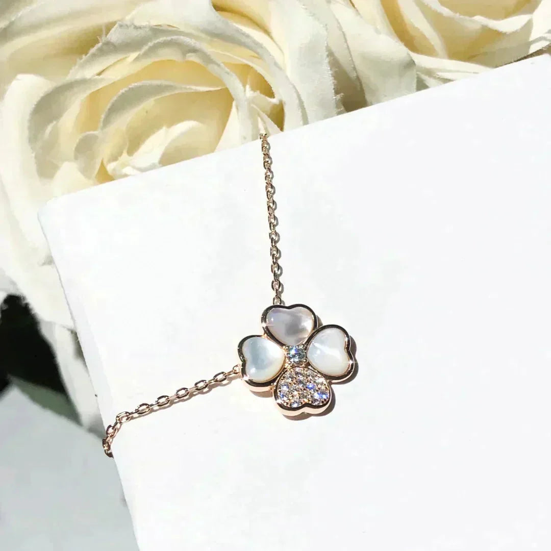 [Vintora]COLLIER TRÈFLE MOP DIAMOND OR ROSE