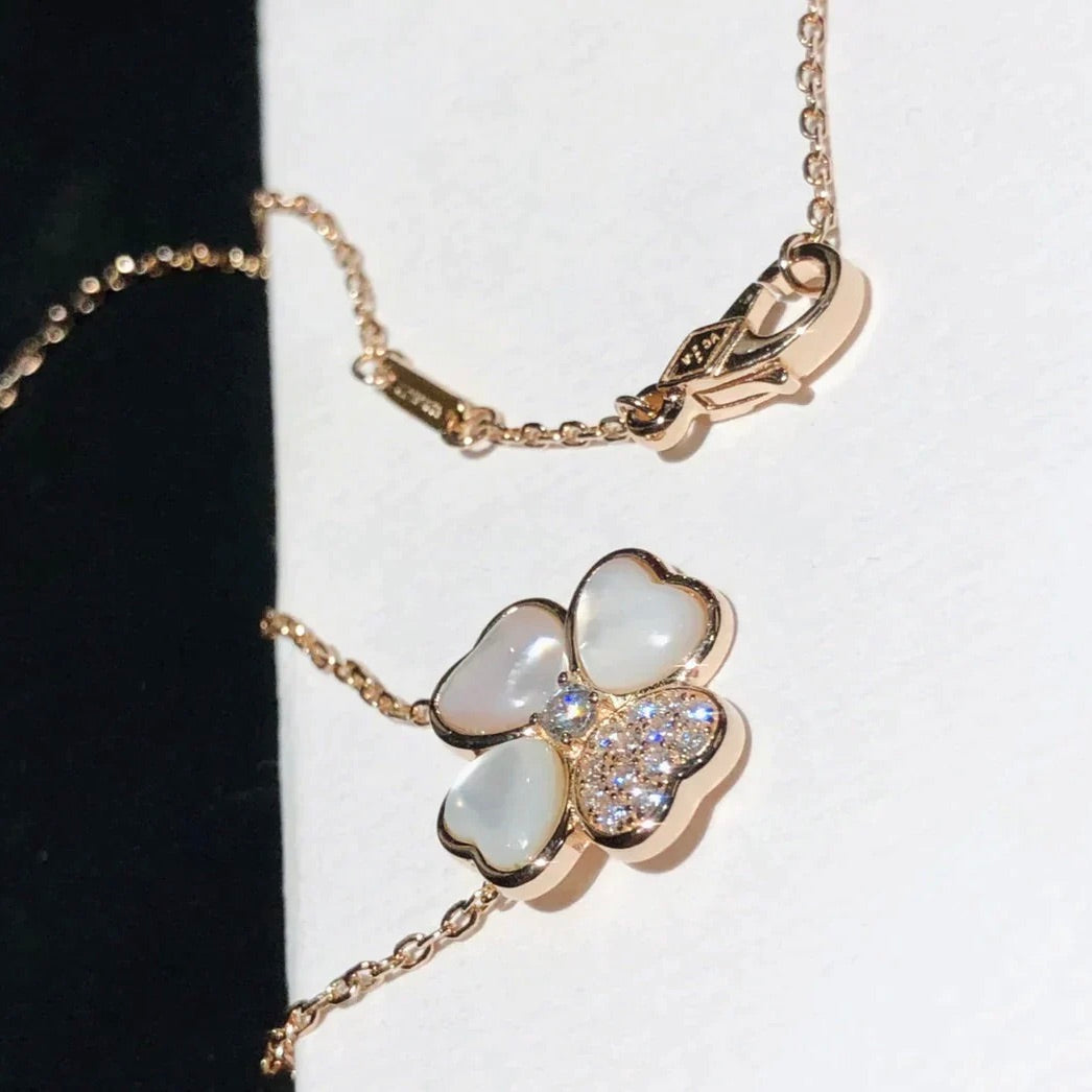 [Vintora]COLLIER TRÈFLE MOP DIAMOND OR ROSE