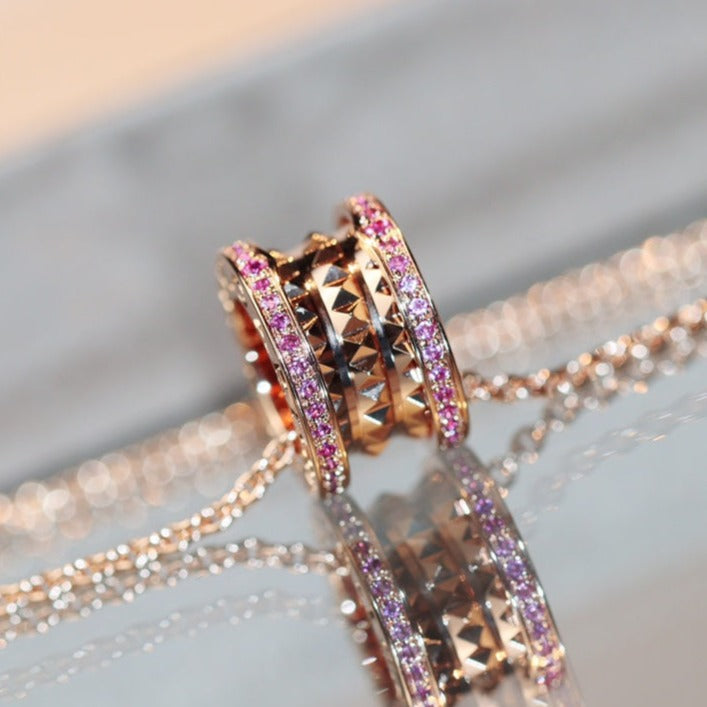 [Vintora]ZERO 1 ROCK PINK GOLD PINK DIAMOND NECKLACE
