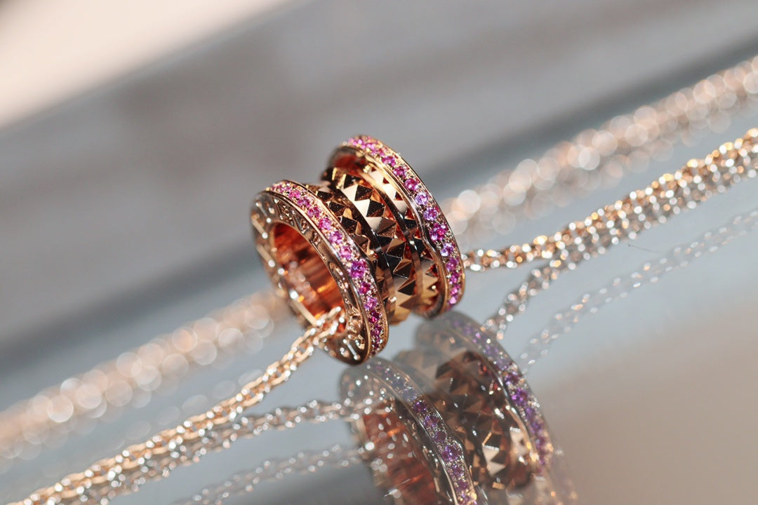 [Vintora]ZERO 1 ROCK PINK GOLD PINK DIAMOND NECKLACE