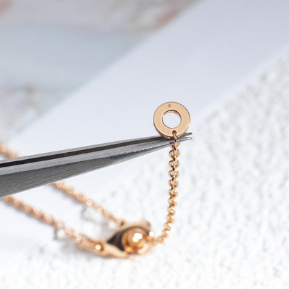 [Vintora]ZERO 1 WHITE CERAMIC PINK GOLD DIAMOND NECKLACE