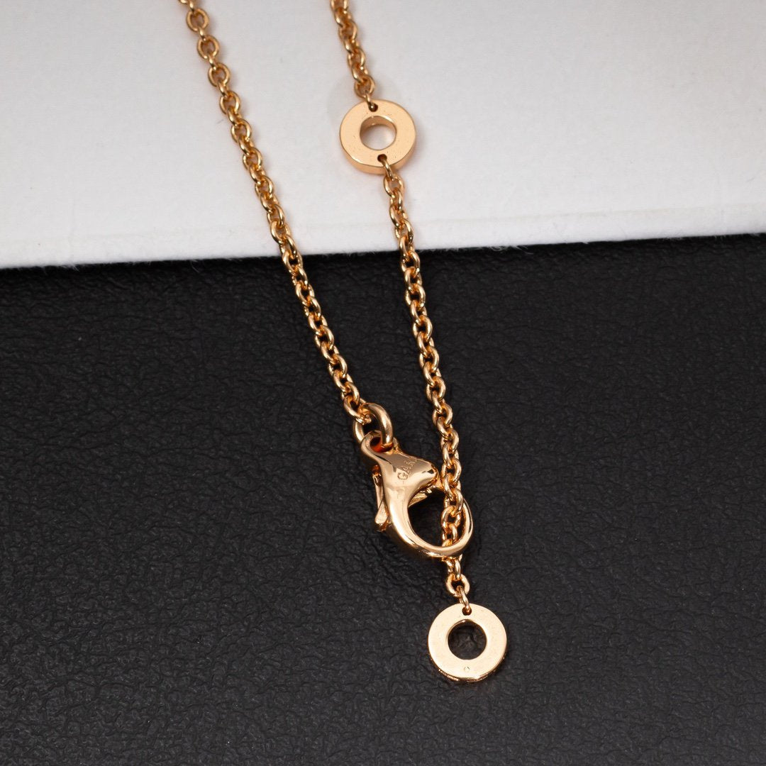 [Vintora]ZERO 1 WHITE CERAMIC PINK GOLD DIAMOND NECKLACE