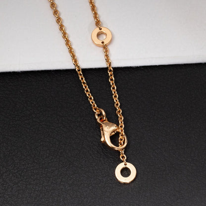 [Vintora]ZERO 1 WHITE CERAMIC PINK GOLD DIAMOND NECKLACE