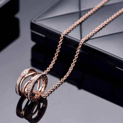 [Vintora]ZERO 1 PINK GOLD DIAMOND OPEN NECKLACE